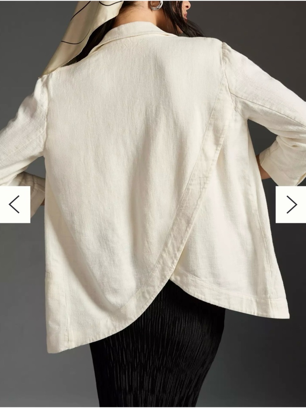 Anthropologie Linen Blend Open Front Blazer Tulip Hem Back Jacket Cream Size 6 - Picture 3 of 16